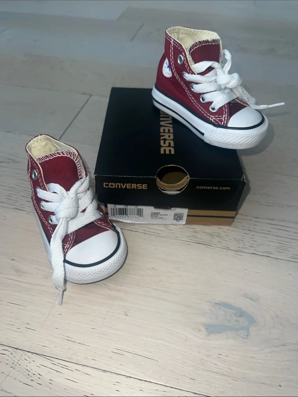 Converse Kids Red High-Top Sneakers with White Details